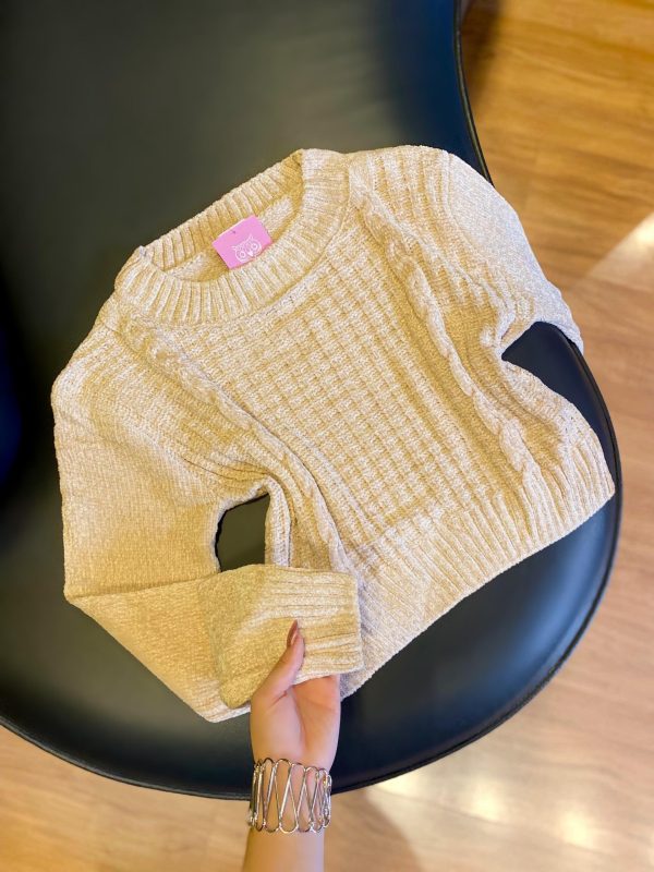 CROPPED TRICÔ FIO CHENILLE CREME