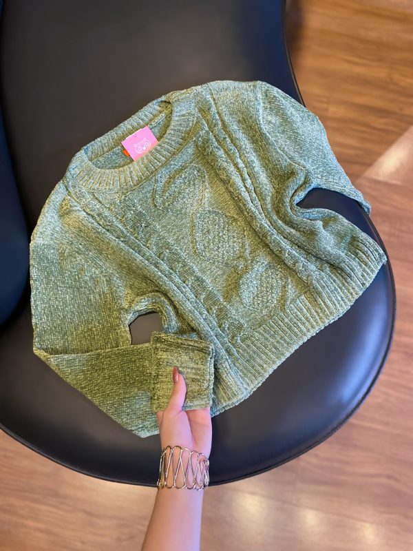 CROPPED TRICÔ FIO CHENILLE PISTACHE