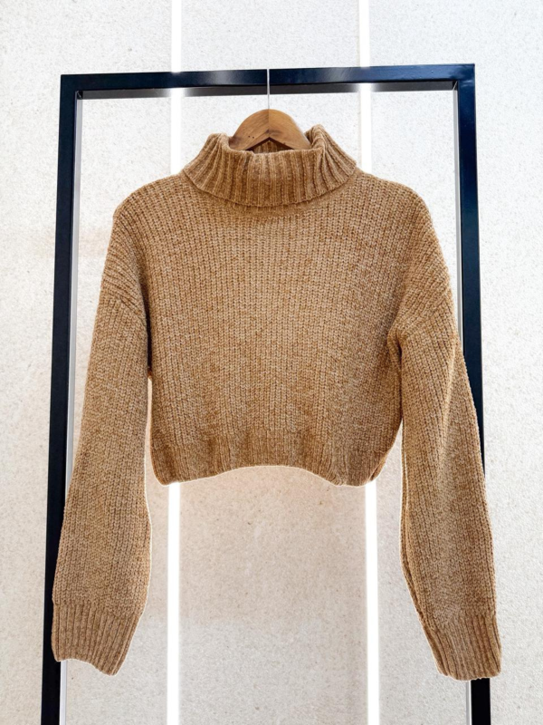 CROPPED GOLA ALTA CHENILLE CAMEL