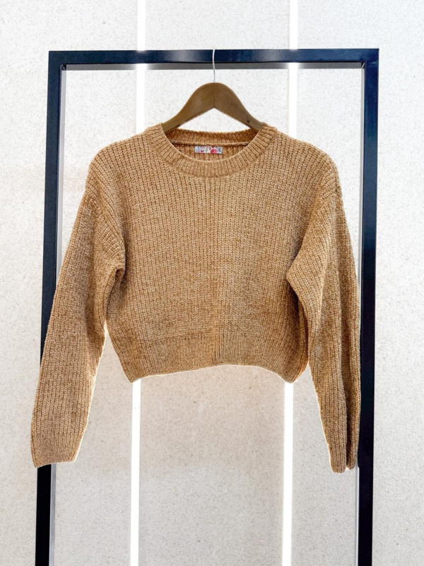 CROPPED GOLA REDONDA CHENILLE CAMEL