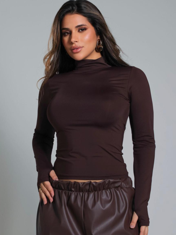 BLUSA COM DEDEIRA POLIAMIDA CACAU