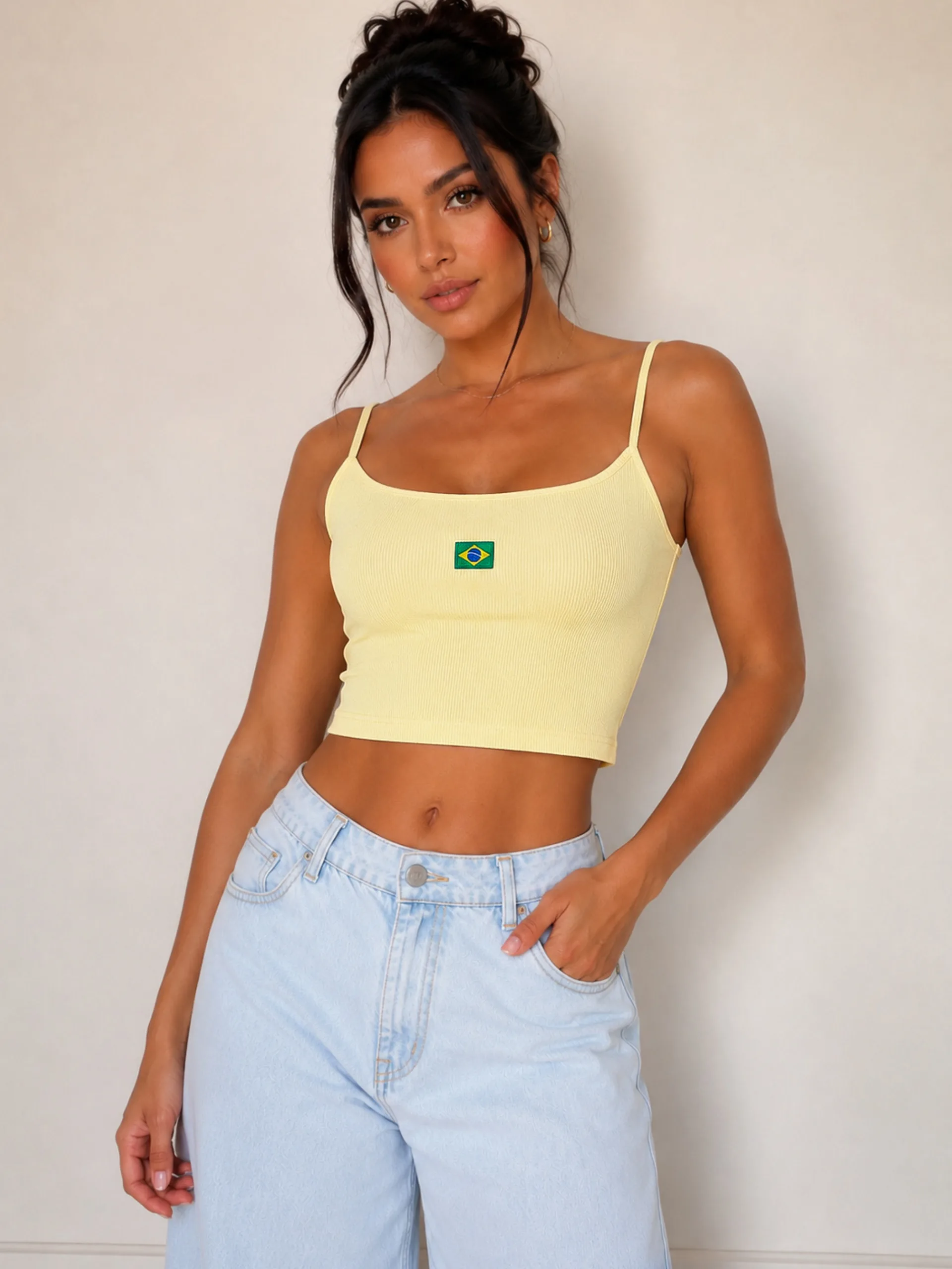 CROPPED BRASIL ESSENCE ALGODÃO AMARELO