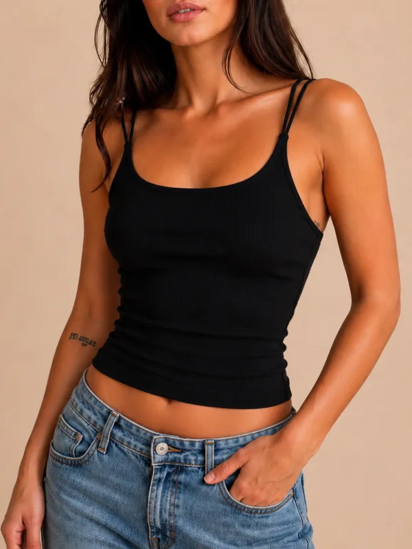 REGATA CROPPED CANELADA PRETO