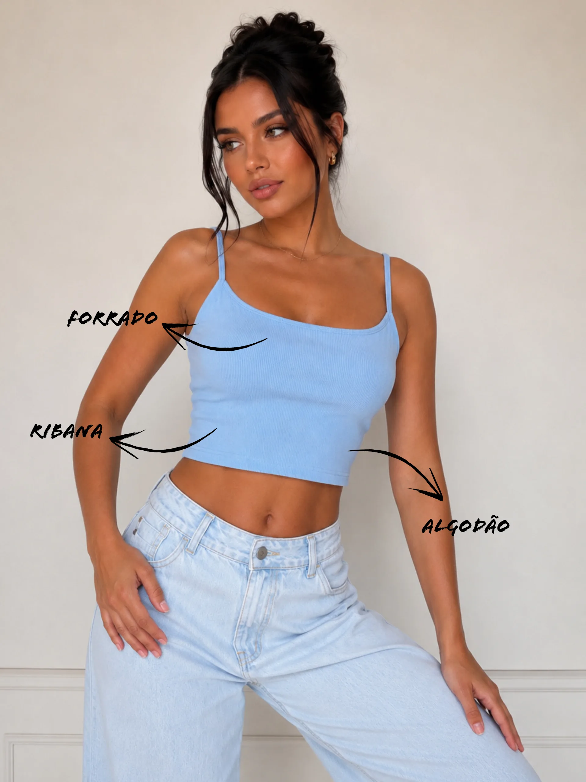 CROPPED ESSENCE ALGODÃO AZUL - Imagem 2